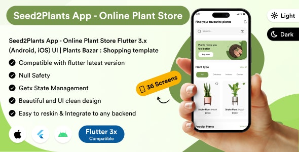 Seed2Plants App – Online Plant Store Flutter 3.x (Android, iOS) UI app | Plants Bazar : Shopping App