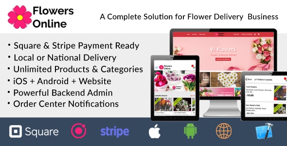 Flowers Florists Floristry Online Bouquet Ordering System (iOs + Android + Onwer App + Web + Admin)