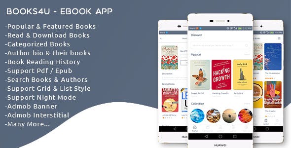 Books4u – Android Ebook App + Admin panel