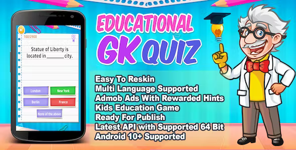 Educational GK Quiz + Ready For Publish + Multi Language Supported