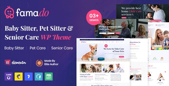 Famado – Baby  Pet Sitter Services WordPress Theme