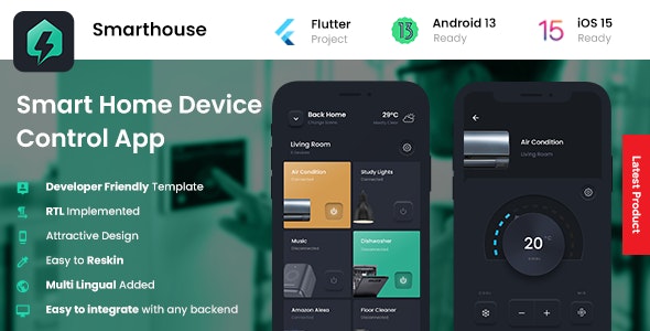 2 App Template | Smart Home App | Iot App | Home control App | Home automation App | Smarthouse