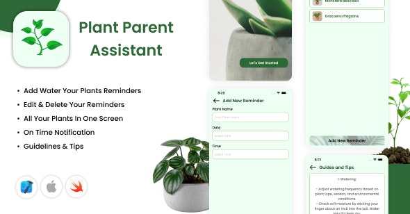 Plant Parent Assistant – iOS App – Water Reminder For Plants – Plants Care Guidance – Tips