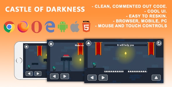 Castle Of Darkness. Mobile, Html5 Game .c3p (Construct 3)