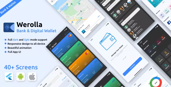 Online Banking  Digital Wallet Android App Template + iOS App Template | Flutter | Werolla