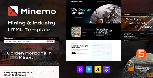 Minemo – Mining Industry Html Template