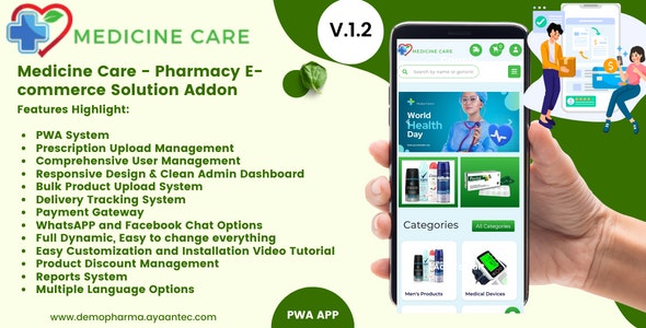 Medicine Care – Pharmacy E-commerce Solution Addon 1.4