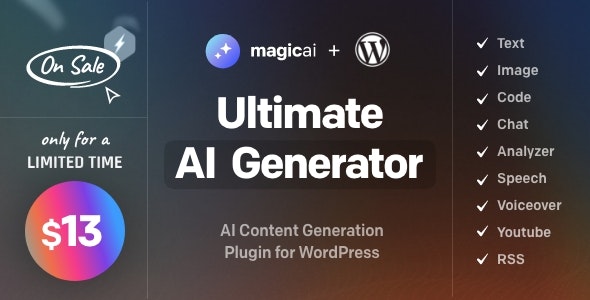 MagicAI for WordPress – AI Text, Image, Chat, Code, and Voice Generator