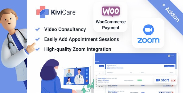 KiviCare – Zoom Telemed And WooCommerce Payment Gateway (Add-on) 2.1.1