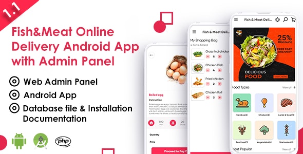 Fish And Meat Online Delivery Android App with Interactive Admin Panel