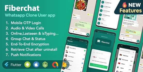 Fiberchat – Whatsapp Clone Full Chat  Call App | Android  iOS Flutter Chat app