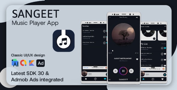 Sangeet Music Player – Android App – with Admob Ads