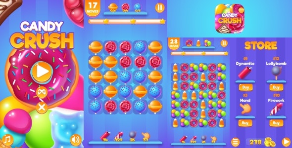 Candy Crush – HTML5 + Mobile Game (Construct 3)