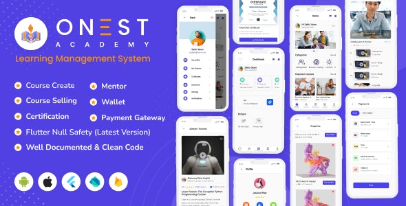 Onest academy LMS Mobile App – Flutter v.3.0 Android  IOS