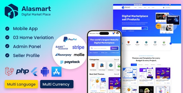 Alasmart – Digital Products Buy Sell Marketplace App with Admin Panel 2.0.5