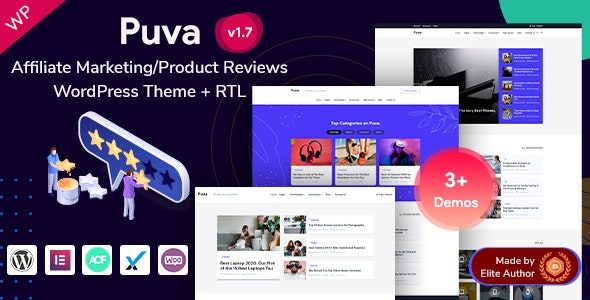 Puva – Affiliate Product Reviews  Online Blogging WordPress Theme 1.7