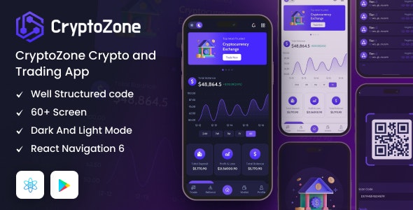 CryptoZone – React Native Cryptocurrency Mobile App Template