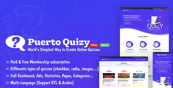 Puerto Quizy – Premium Quiz Builder Script SAAS