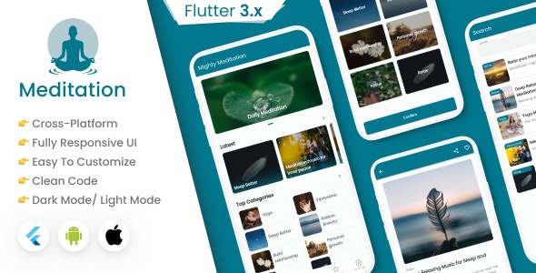 Mighty Meditation – Flutter Meditation App for Android and iOS platforms with Php Backend