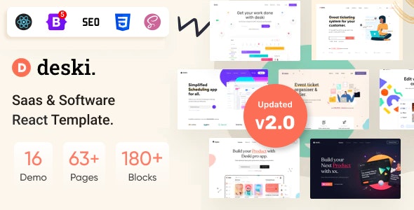 Deski – Software, SaaS  Startup React Js Template