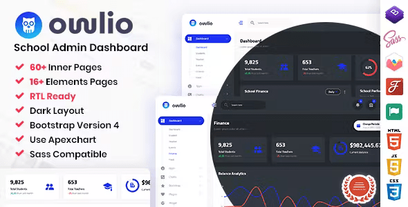 Owlio : School Admission Admin Dashboard Template