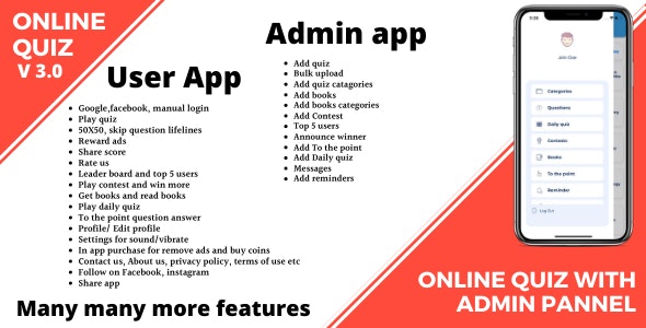 Android Online quiz + User app + Admin app + firebase