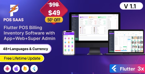 POS SAAS – Flutter POS Billing Inventory Software with HRM App+Web+Super Admin 4.8