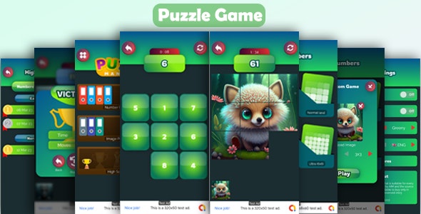 Number  Image Sliding Puzzle Game for Android  IOS with AdMob