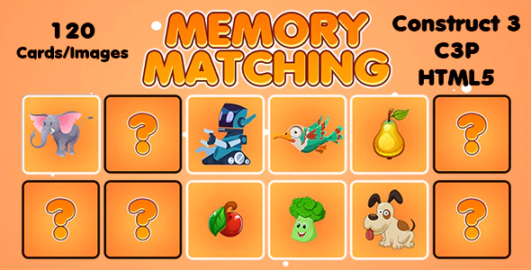 Memory Matching Picture Puzzle Game (Construct 3 | C3P | HTML5) Admob and FB Instant Support