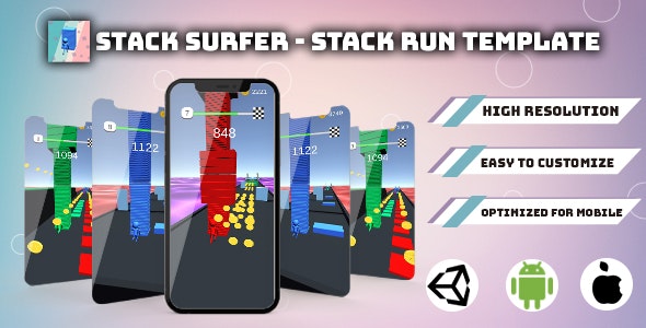 Stack Surfer – Stack Run 3D(Unity Game Template + UnityAds)