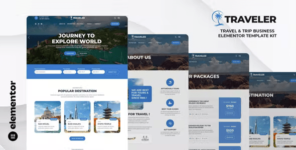 Traveler – Travel  Trip Business Elementor Template Kit