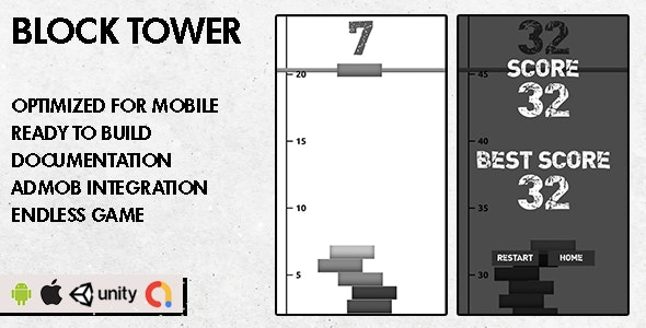 Block Tower – Unity Game – Android Hypercasual Game