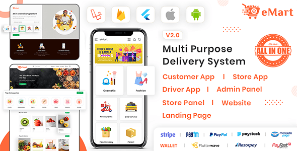 eMart | Multivendor Food, On-demand, eCommerce, Parcel, Taxi Booking, Car Rent App with Admin & Web 6.1