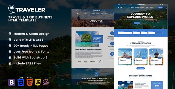 Traveler – Travel  Trip Business Html Template