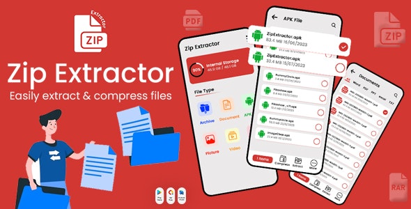 Zip Extractor – Zip Unzip Files – Files Manager – Rar Maker – Compressed Zip – Manipulate Files