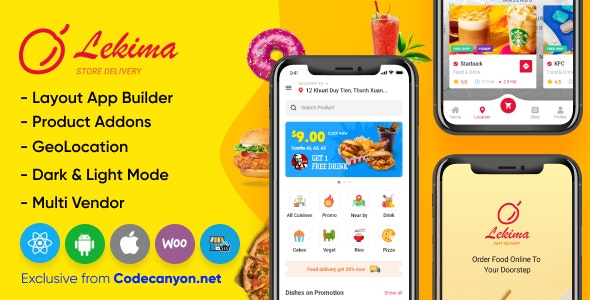 Lekima – Store Delivery Full React Native Application for WordPress WooCommerce.