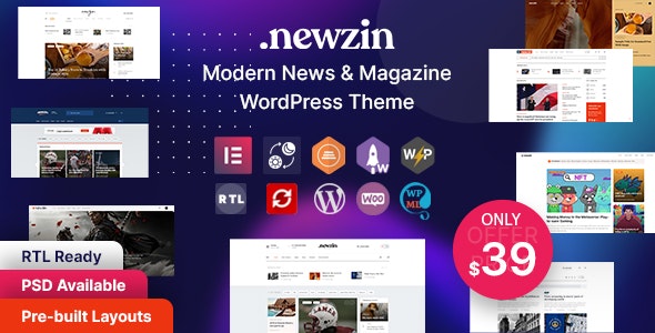 Newzin – WordPress Newspaper & Magazine Elementor Theme