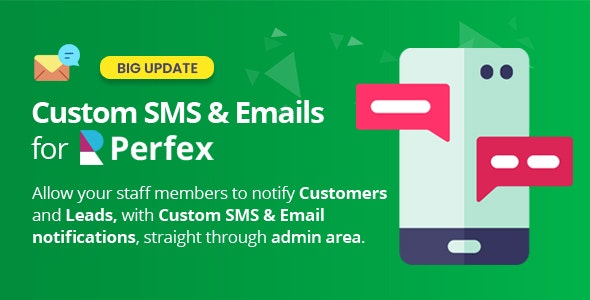 Custom SMS  Email Notifications module for Perfex CRM 2.3.4