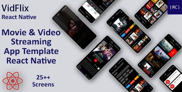 Movie Series Video Streaming Android App Template+ Video Streaming iOS App Template in React Native