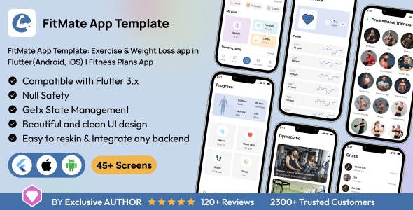 FitMate App Template: Exercise  Weight Loss app in Flutter(Android, iOS) | Fitness Plans App