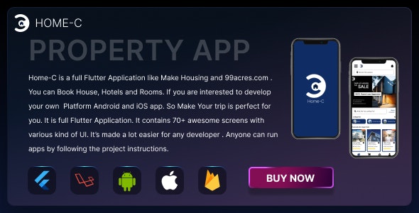 Home-C  :- A Complete Real Estate App With Flutter Application  Laravel Backend | Web, Android, Ios