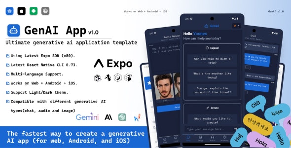 GenAI v1.0 (Expo v50 -latest) | Ultimate generative AI application Template