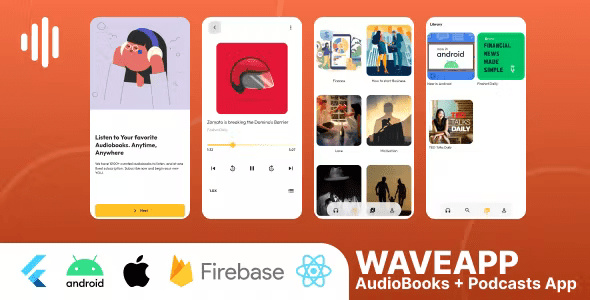 WaveApp-Flutter AudioBook and Podcast App with Admin using Firebase 1.5