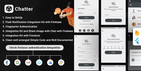 Flutter Firebase Chat , Authentication & Social Media Integration – Chatter