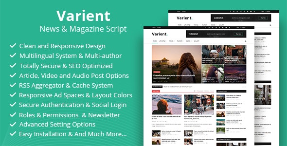 Varient – News  Magazine Script 2.0 + Demo Content 2.2.1