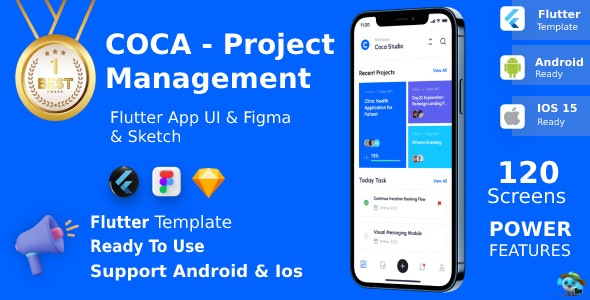 COCA-Project Management App ANDROID + IOS + FIGMA + Sketch | UI Kit