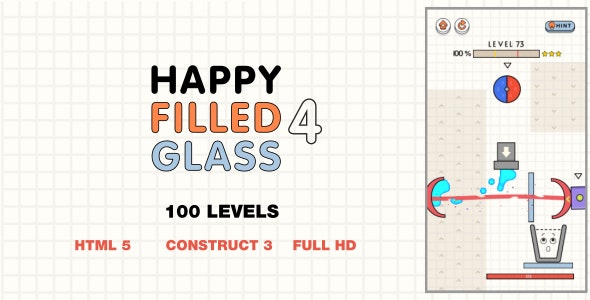 Happy Filled Glass 4 – HTML5 Game (Construct3)