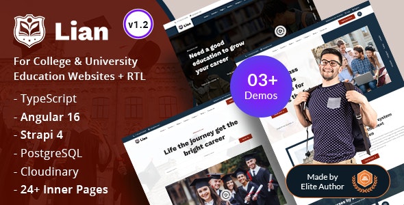 Lian – University College Education Angular 16 Theme + Admin Dashboard