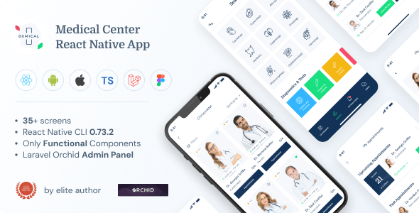 Demical – Medical Center React Native App | CLI 0.73.2 | TypeScript | Redux Store | Admin Panel