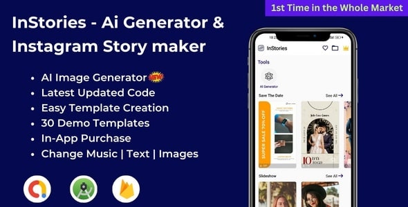 InStories- AI Image Generator  Instagram Story maker, Insta Story Maker, Ai Generator Admob Android